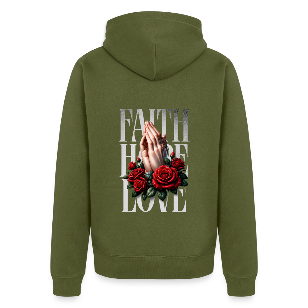 FAITH, HOPE, LOVE Premium Kapuzenjacke - khaki