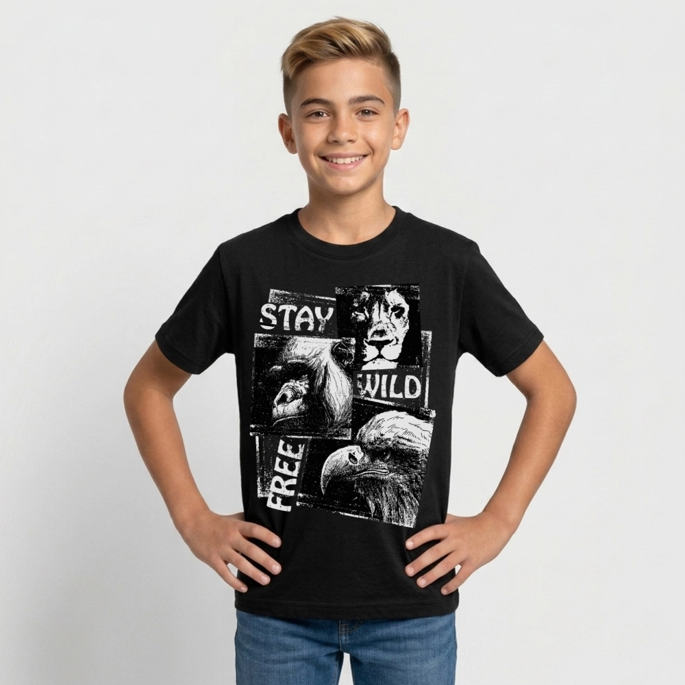 STAY WILD T-Shirt Teenager - black
