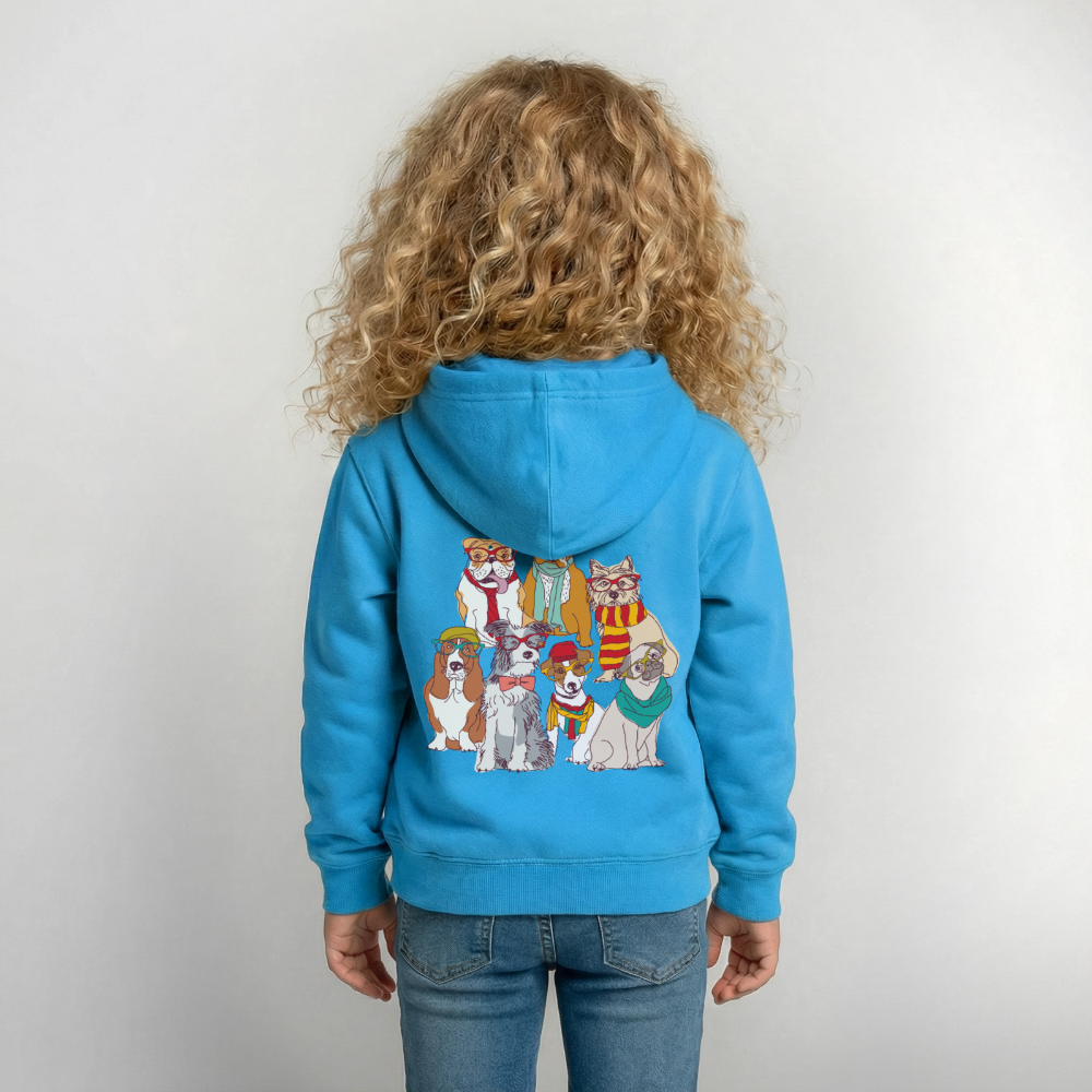 Hunde mit Brille Kinder Hoodie - sea blue
