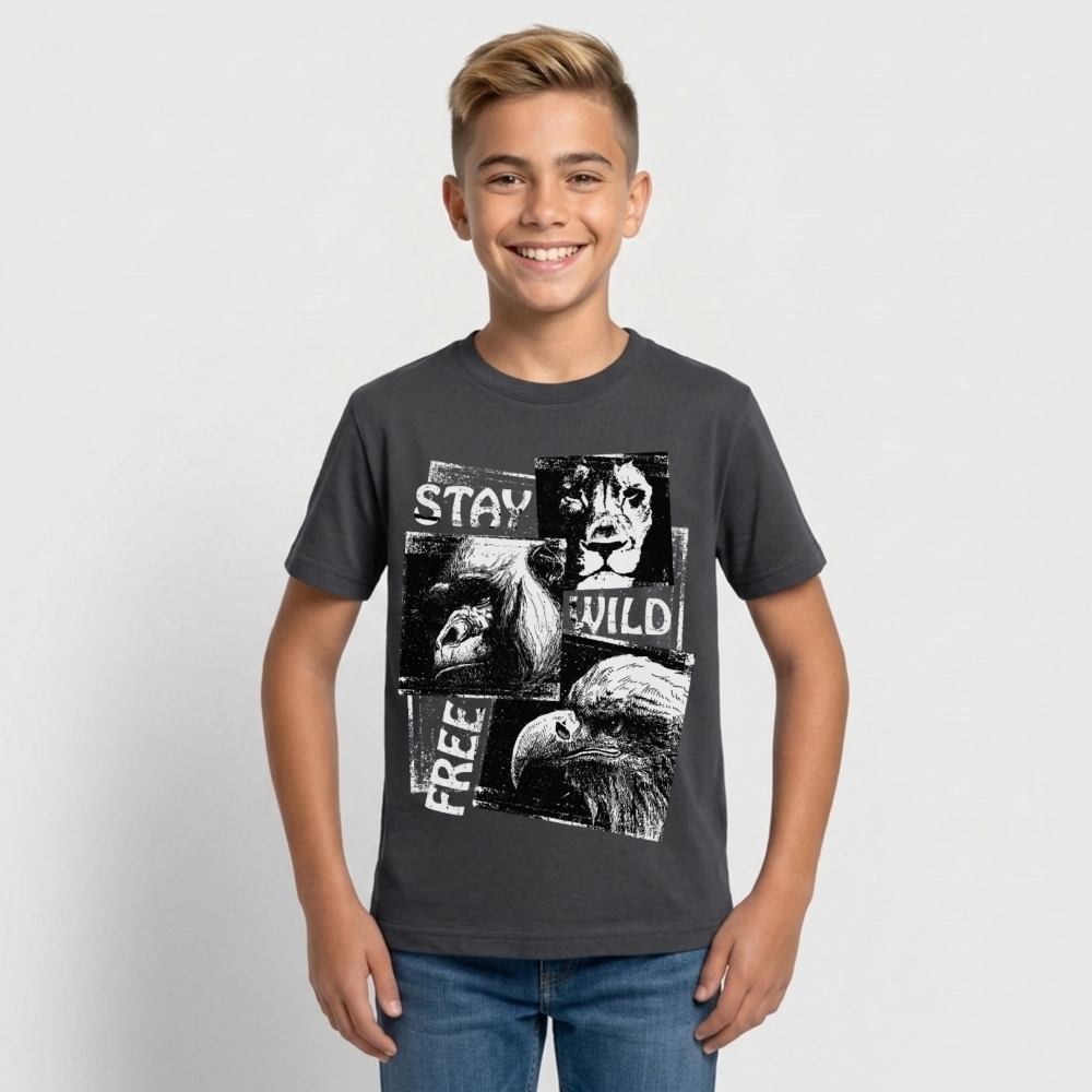 STAY WILD T-Shirt Teenager - dark grey