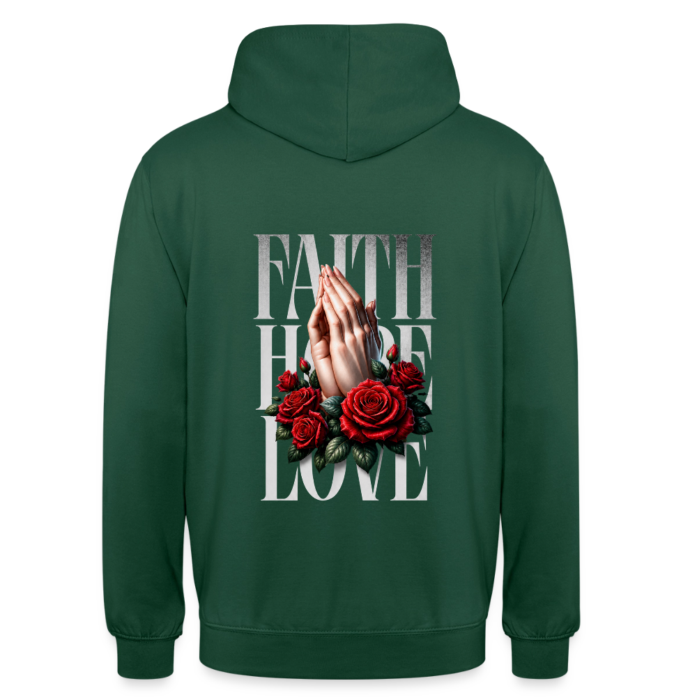 FAITH, HOPE, LOVE Hoodie - bottle green