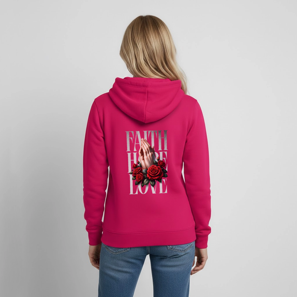 FAITH, HOPE, LOVE Hoodie - dark pink