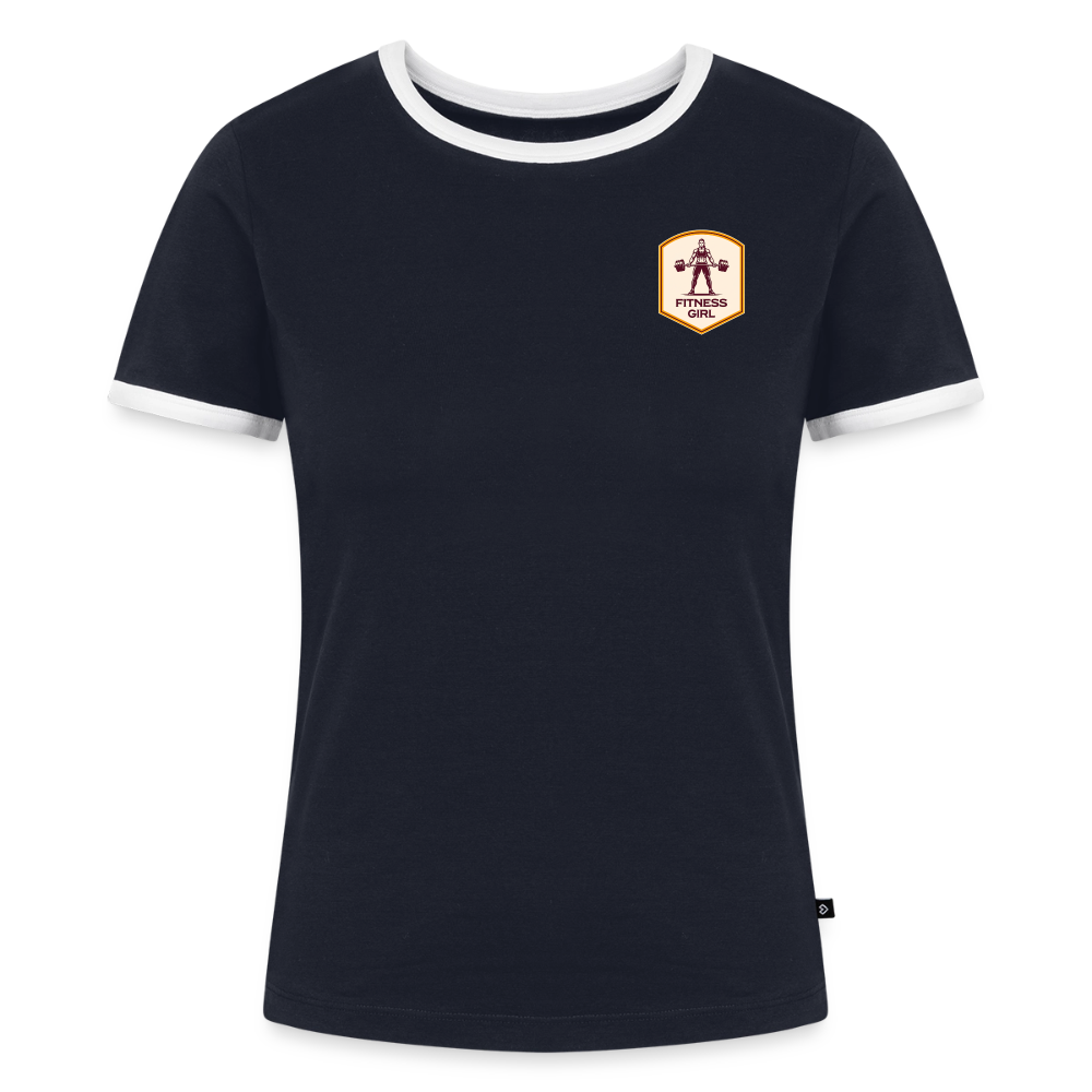 Fitness Girl Kontrast T-Shirt - navy/white 