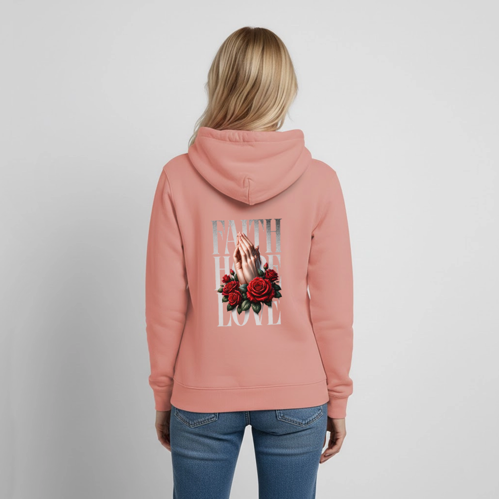 FAITH, HOPE, LOVE Hoodie - dusky rose