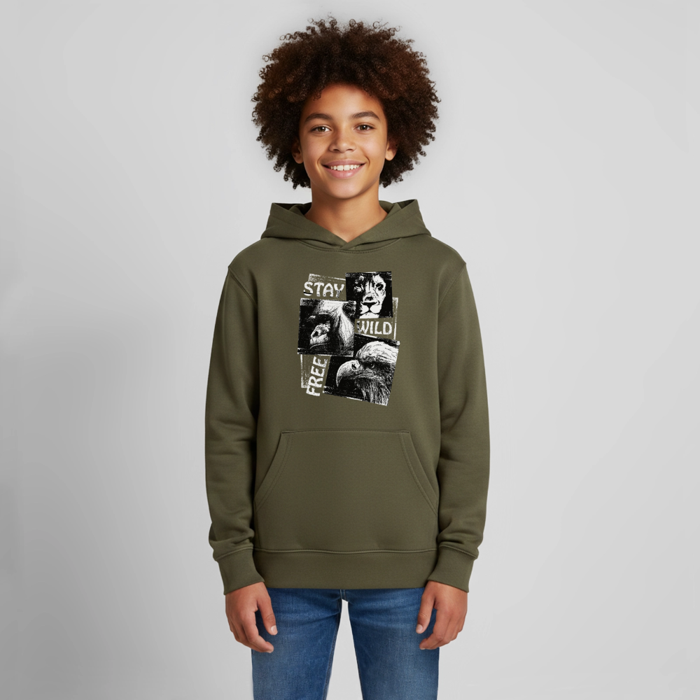 STAY WILD Premium Teenager Hoodie - khaki