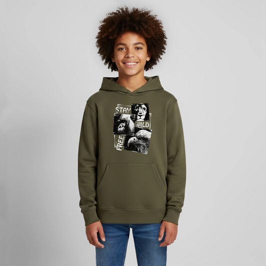 STAY WILD Premium Teenager Hoodie - khaki