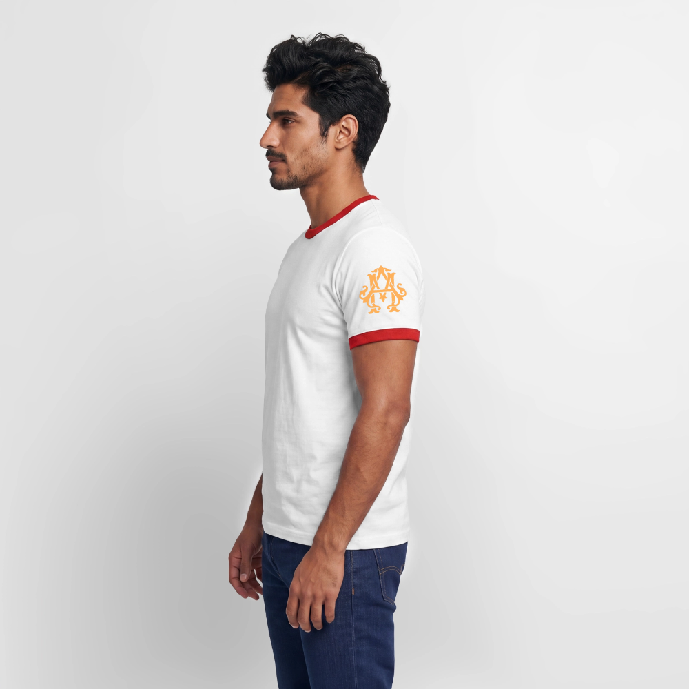 Fitness Man Kontrast T-Shirt - white/red 