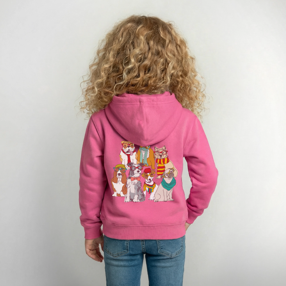 Hunde mit Brille Kinder Hoodie - pink