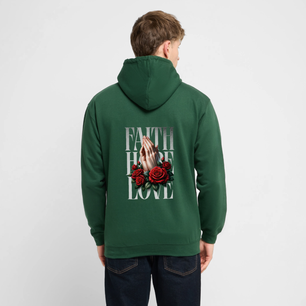 FAITH, HOPE, LOVE Hoodie - bottle green