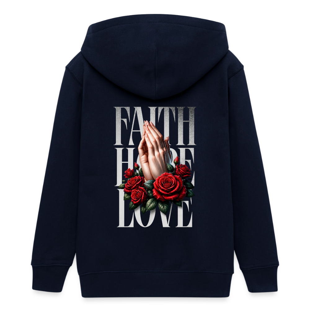 FAITH, HOPE, LOVE Premium Kapuzenjacke - navy