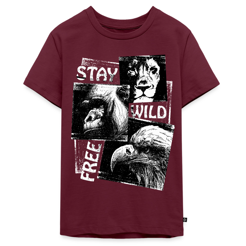 STAY WILD Premium Teenager T-Shirt - burgundy