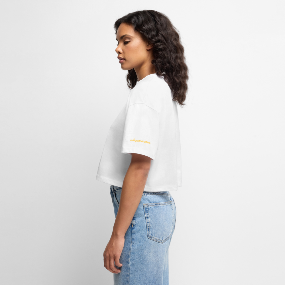 adligemotivations Logo Oversized Cropped T-Shirt Premium Woman - white
