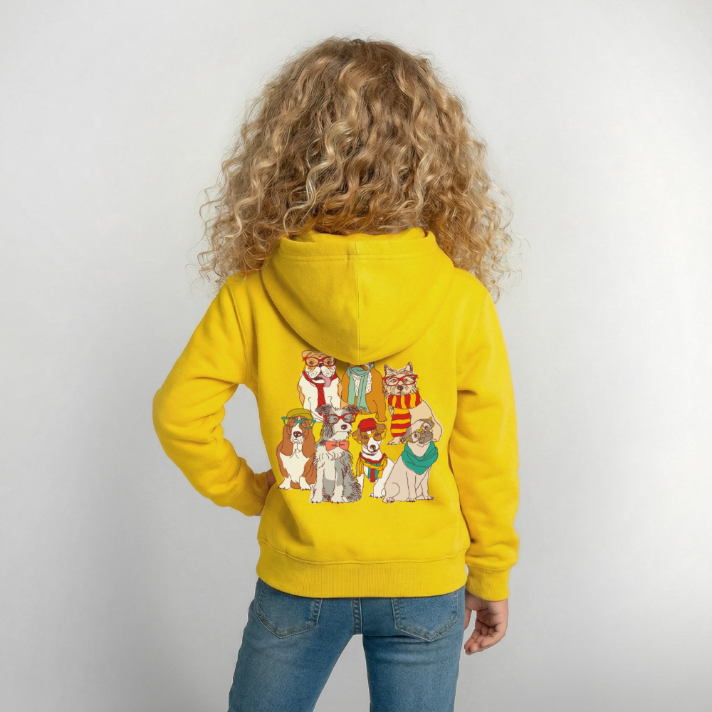 Hunde mit Brille Kinder Hoodie - yellow