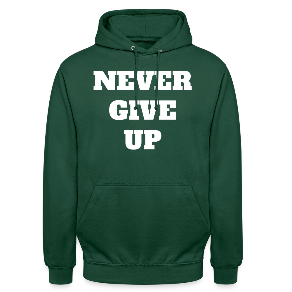 Never give up Hoodie - bottle green