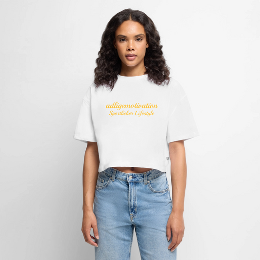 Sportlicher Lifestyle Cropped  Premium T-Shirt - white