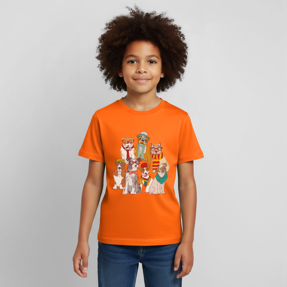 Hunde mit Brille Kinder T-Shirt - orange