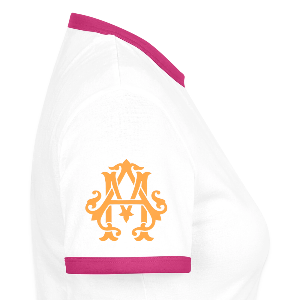 Fitness Girl Kontrast T-Shirt - white/fuchsia