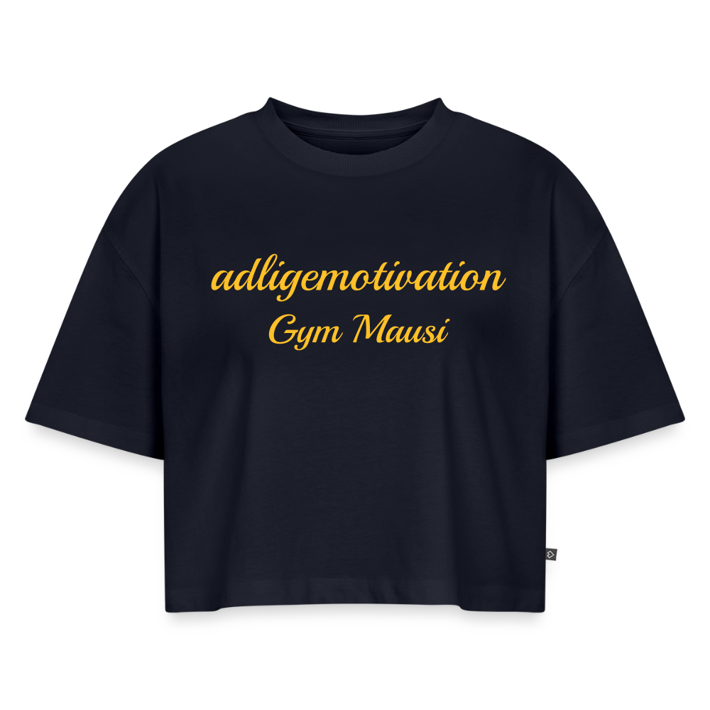 Gym Mausi Cropped Premium T-Shirt - navy