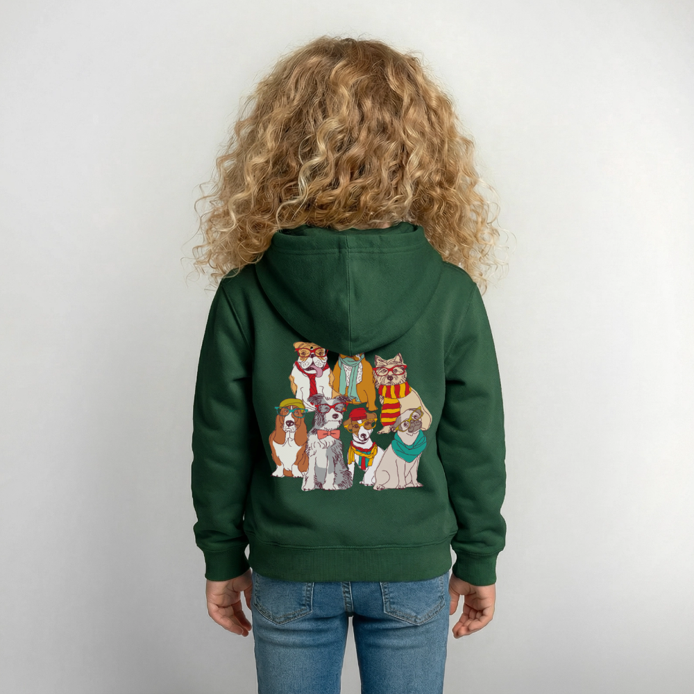 Hunde mit Brille Kinder Hoodie - bottle green