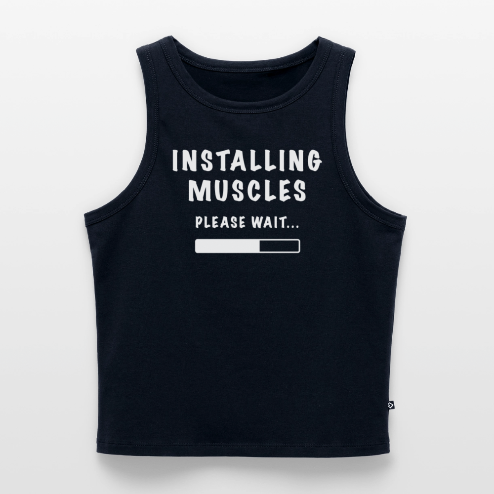 INSTALLING MUSCLES  Premium Cropped Tank Top - navy