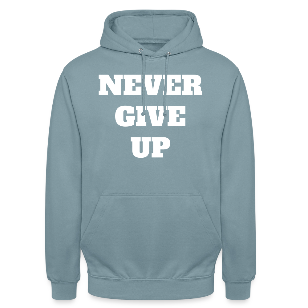 Never give up Hoodie - stonewash blue