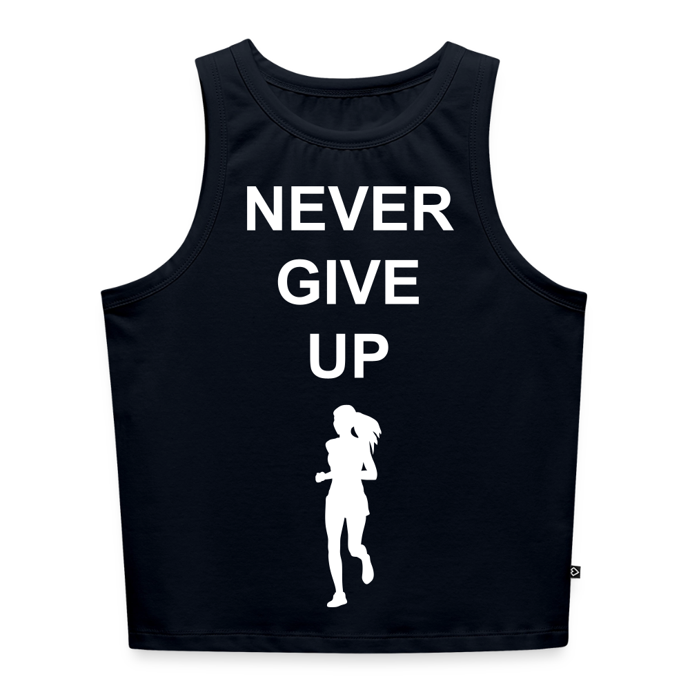 NEVER GIVE UP Cropped Tank Top - navy