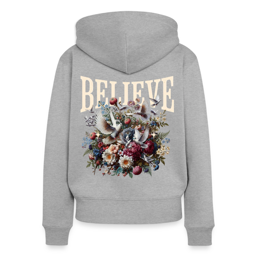BELIEVE Premium Kapuzenjacke - heather grey