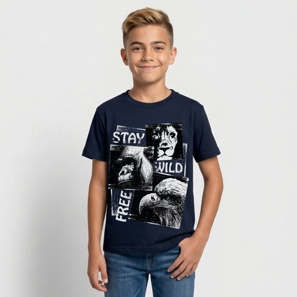 STAY WILD T-Shirt Teenager - navy