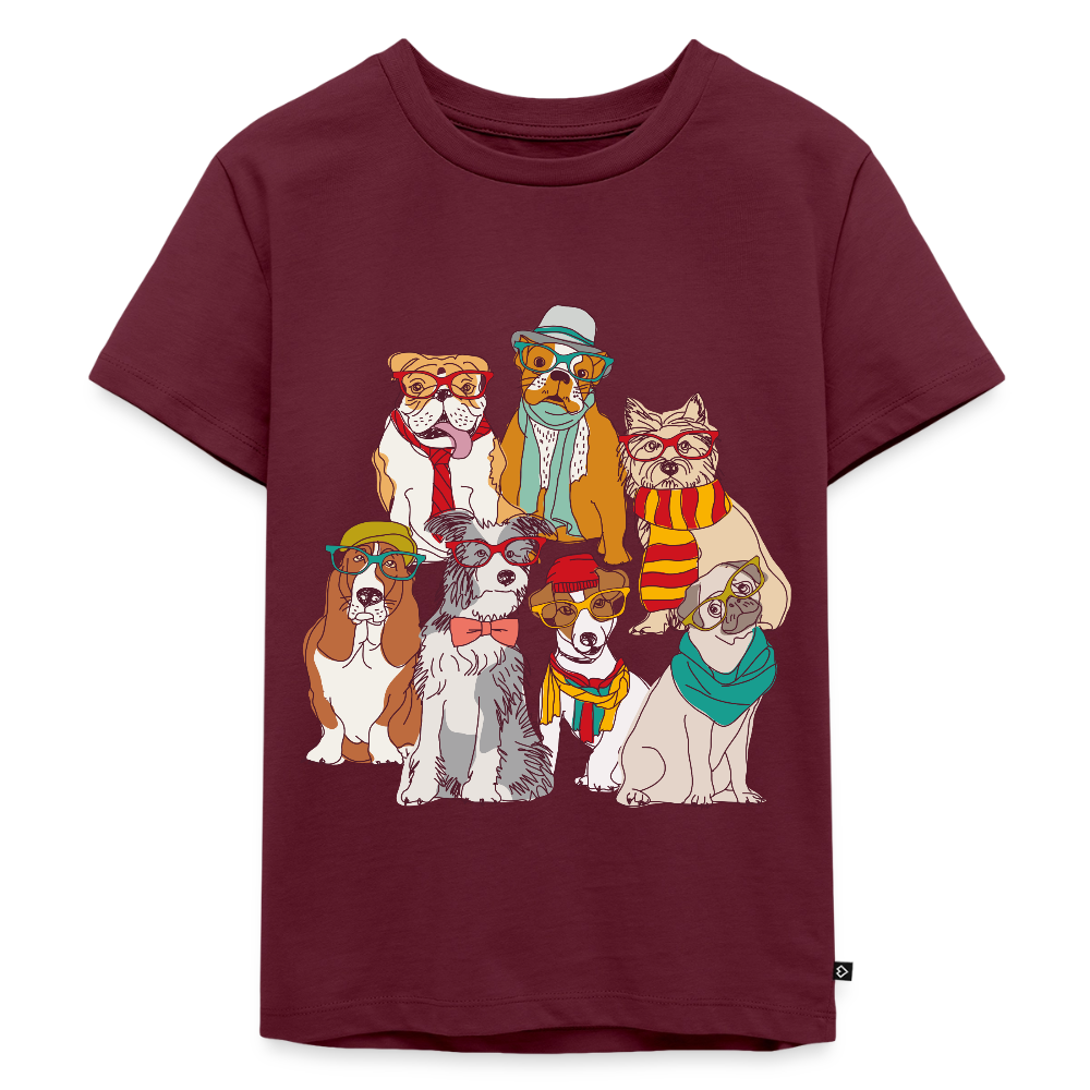 Hunde mit Brille Premium Kinder T-Shirt - burgundy