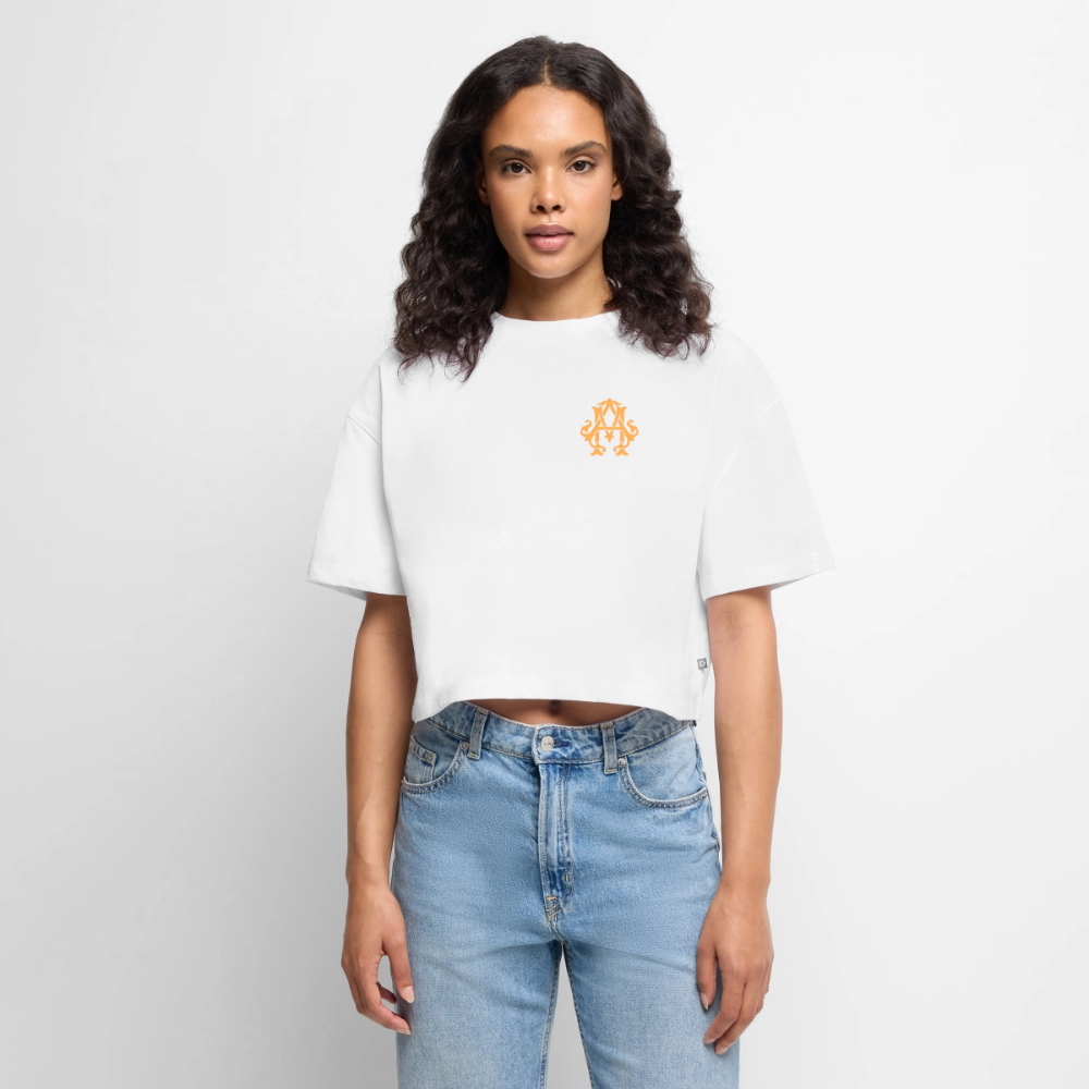 adligemotivations Logo Oversized Cropped T-Shirt Premium Woman - white