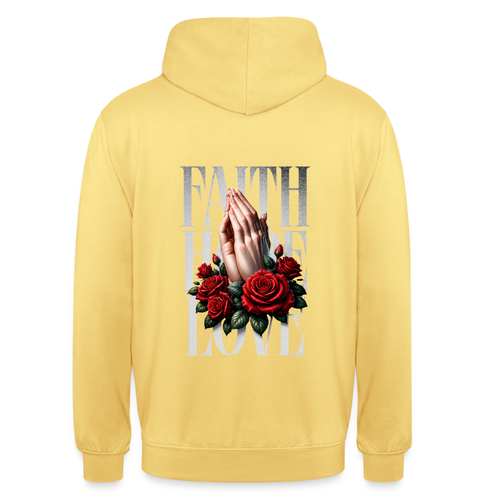 FAITH, HOPE, LOVE Hoodie - lemon yellow
