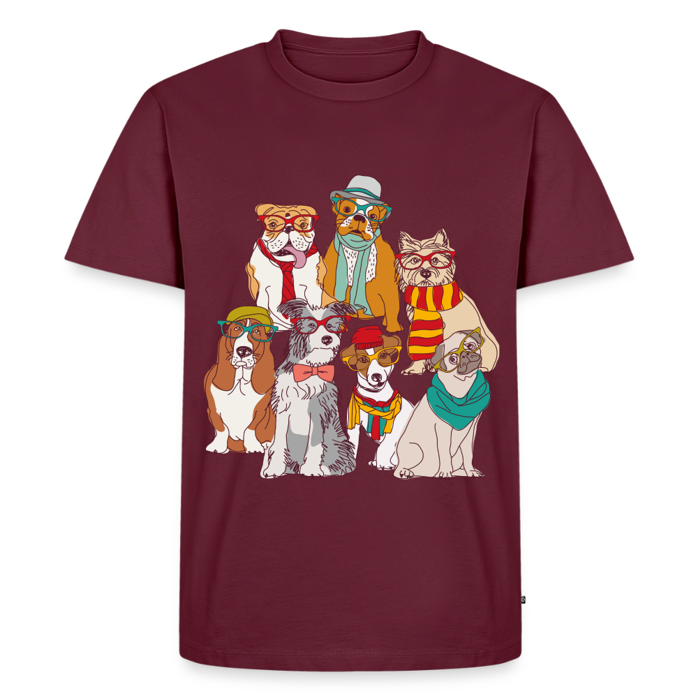 Hunde mit Brille Premium T-Shirt - burgundy