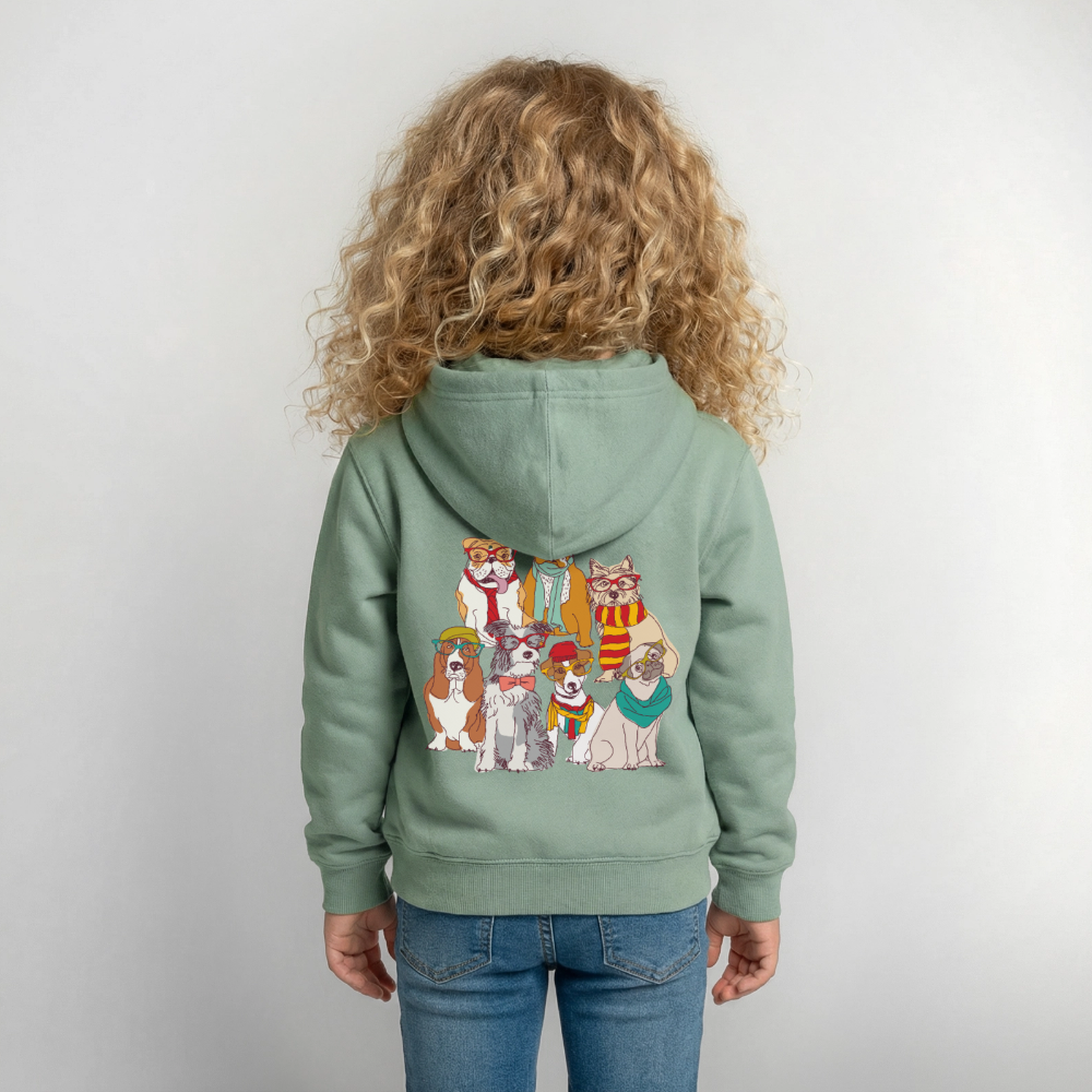 Hunde mit Brille Kinder Hoodie - steel green