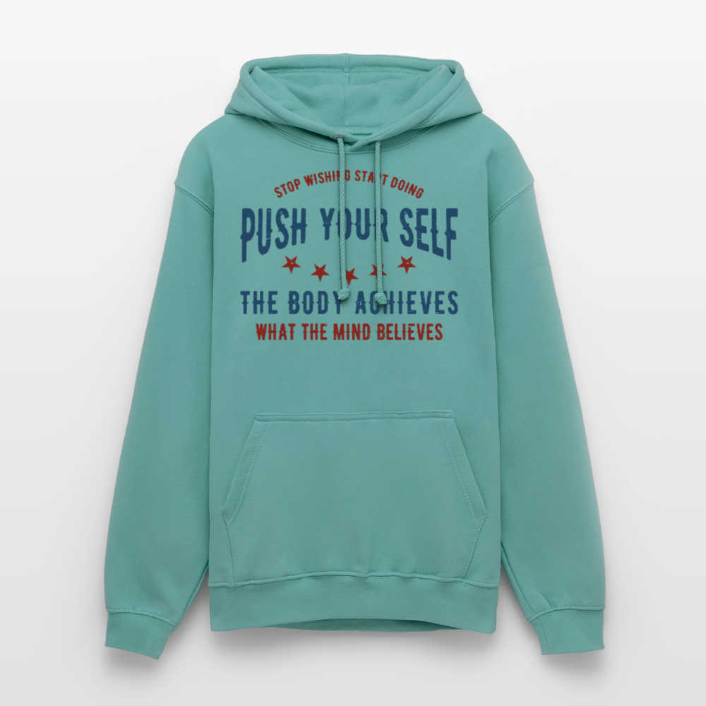 PUSH YOUR SELF Hoodie - pastel turquoise