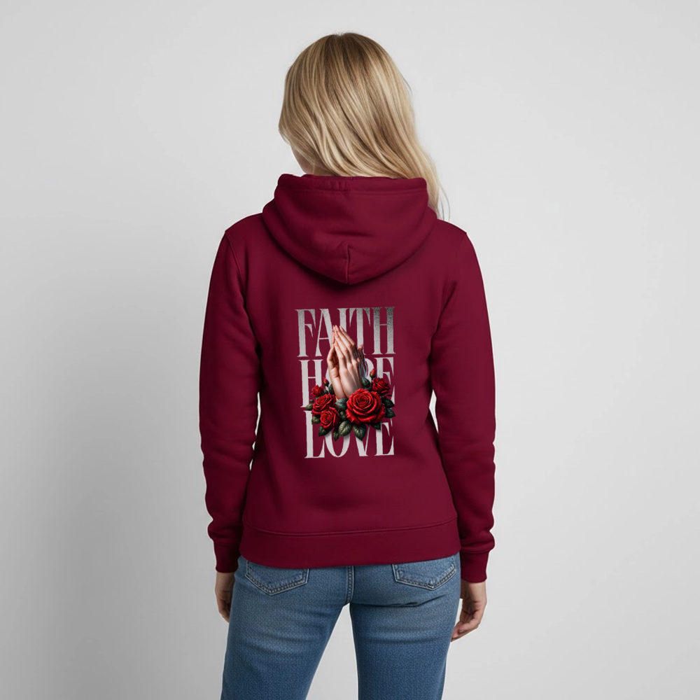 FAITH, HOPE, LOVE Hoodie - bordeaux