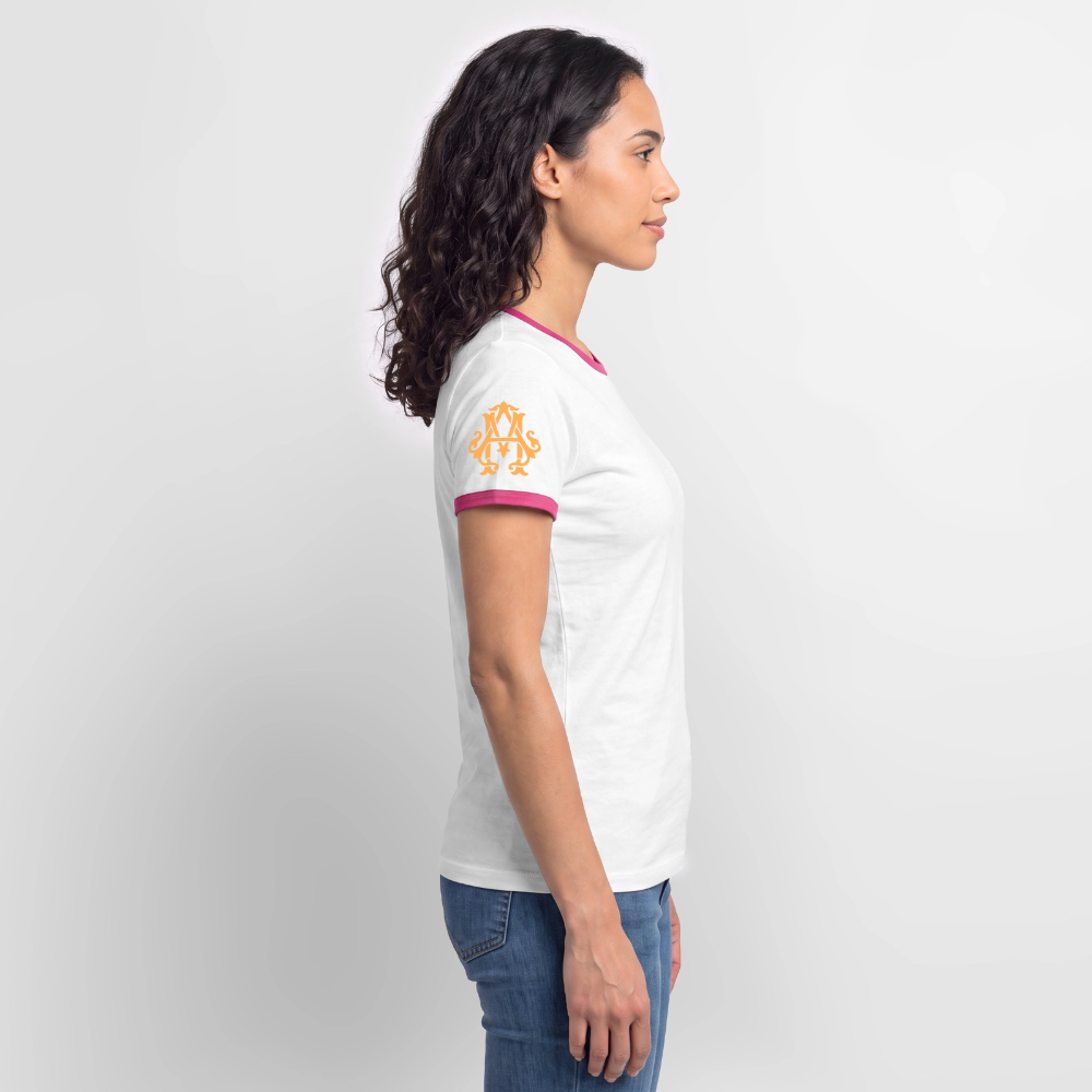 Fitness Girl Kontrast T-Shirt - white/fuchsia