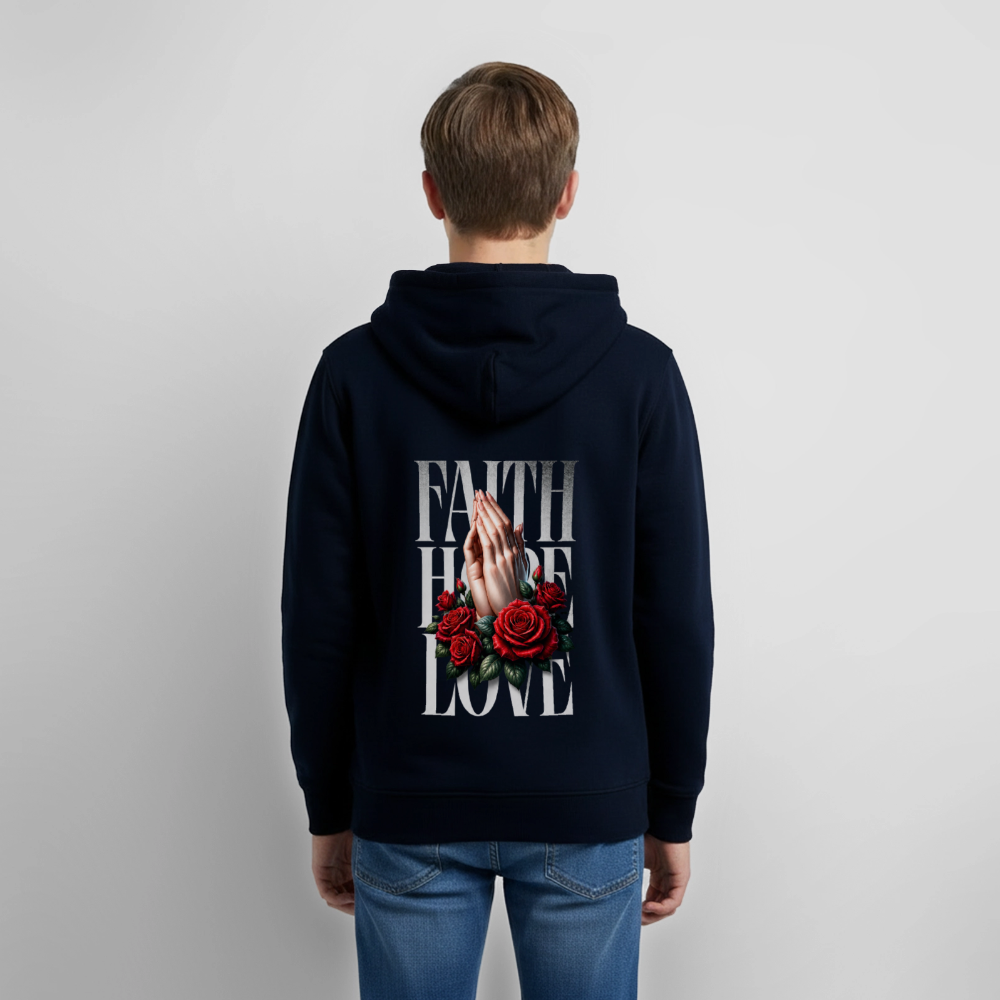 FAITH, HOPE, LOVE Premium Kapuzenjacke - navy