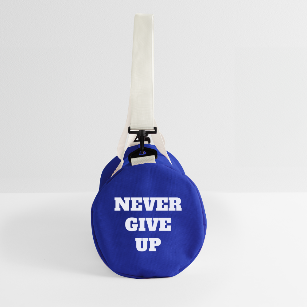NEVER GIVE UP Duffel Bag - bright royal/off white