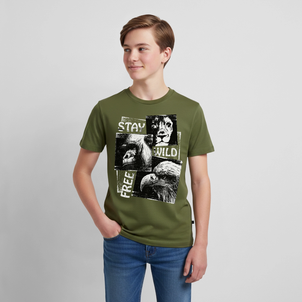 STAY WILD Premium Teenager T-Shirt - khaki