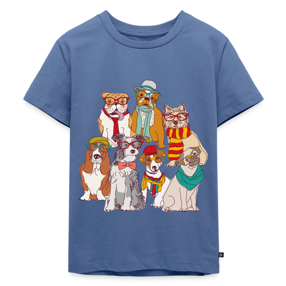 Hunde mit Brille Premium Kinder T-Shirt - stone blue