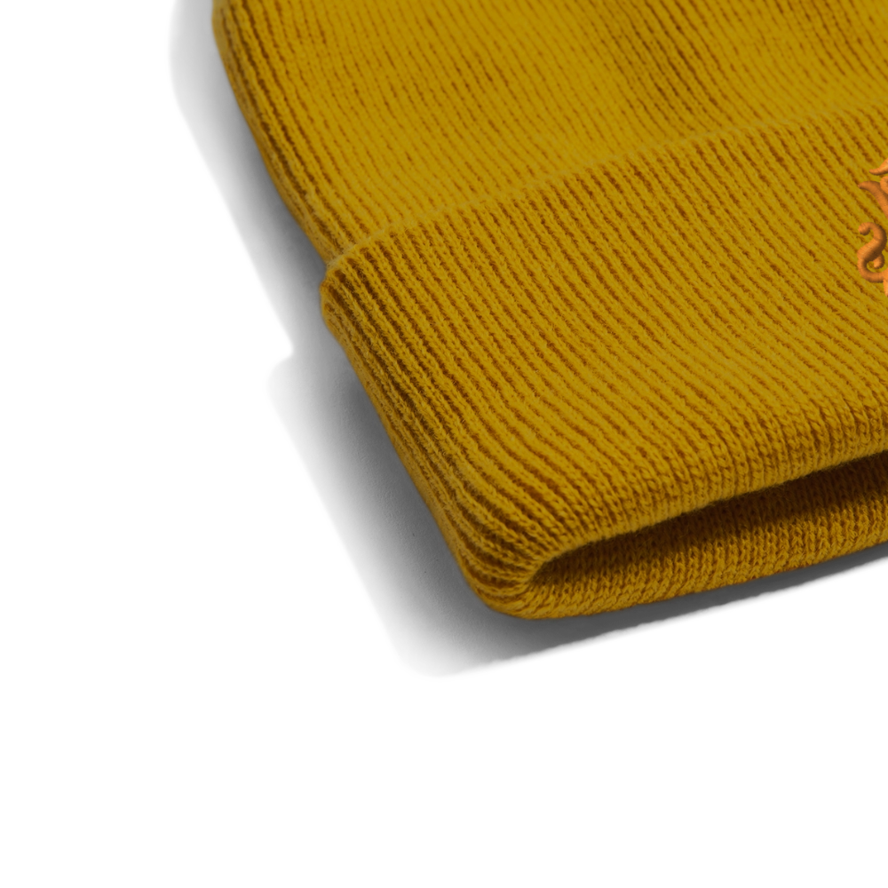 adligemotivations Logo Wintermütze - mustard yellow