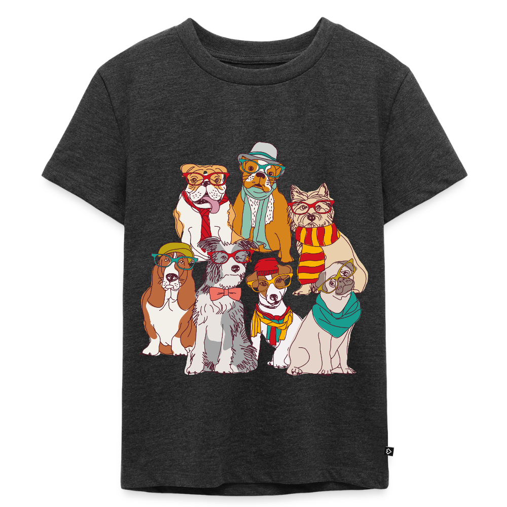 Hunde mit Brille Premium Kinder T-Shirt - heather anthracite