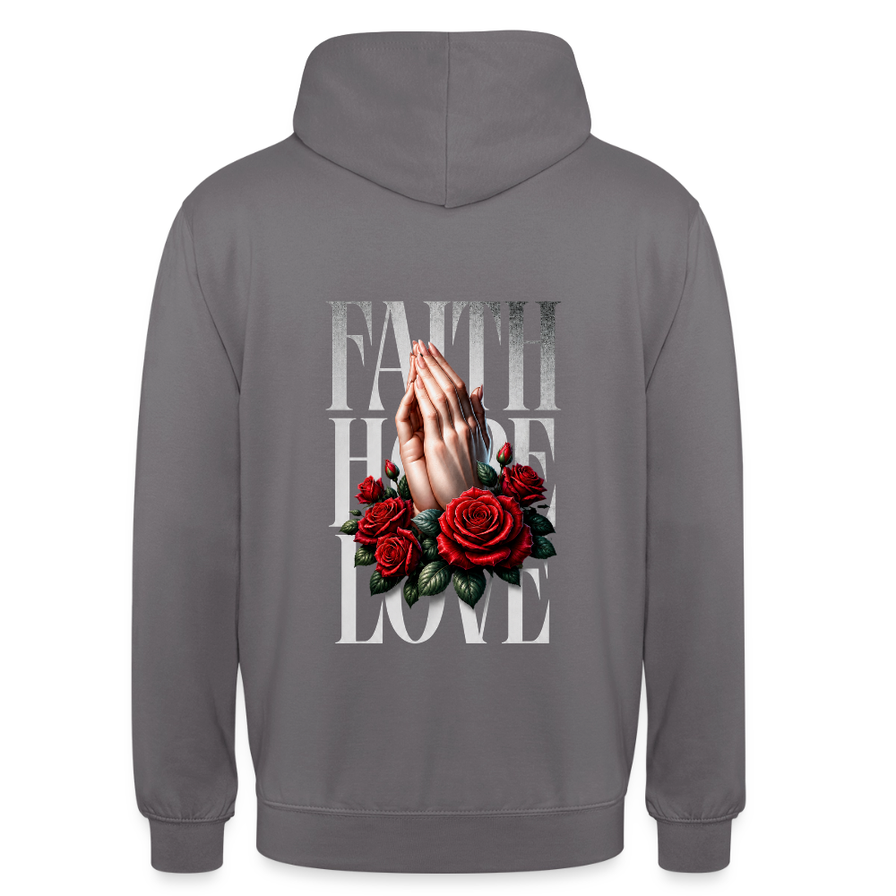 FAITH, HOPE, LOVE Hoodie - elephant grey
