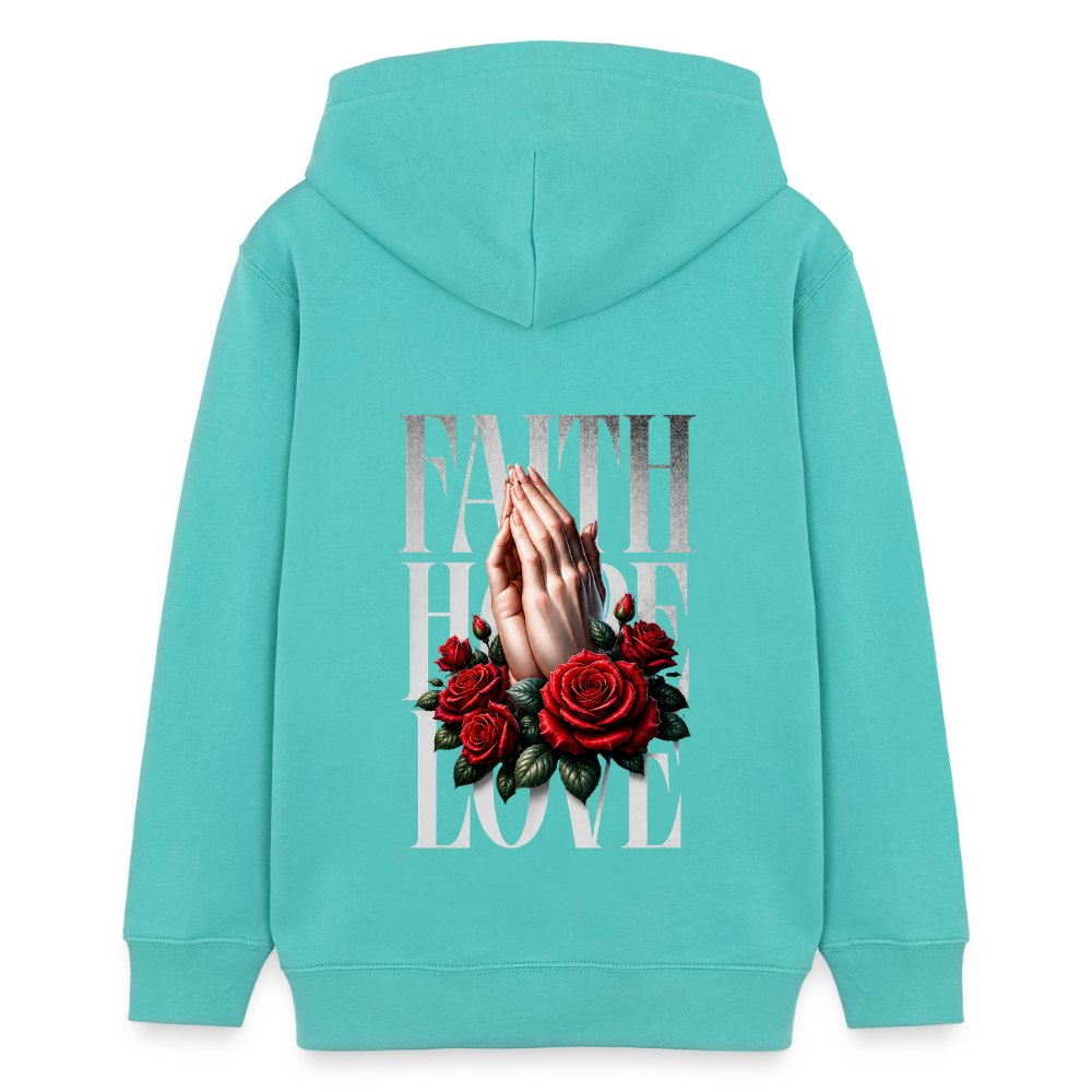FAITH, HOPE, LOVE Premium Hoodie - pool blue