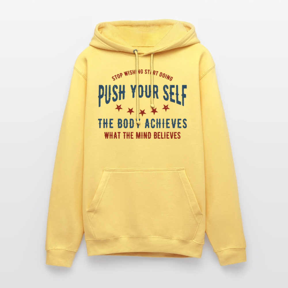 PUSH YOUR SELF Hoodie - lemon yellow