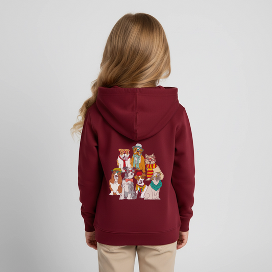 Hunde mit Brille Premium Kinder Hoodie - burgundy