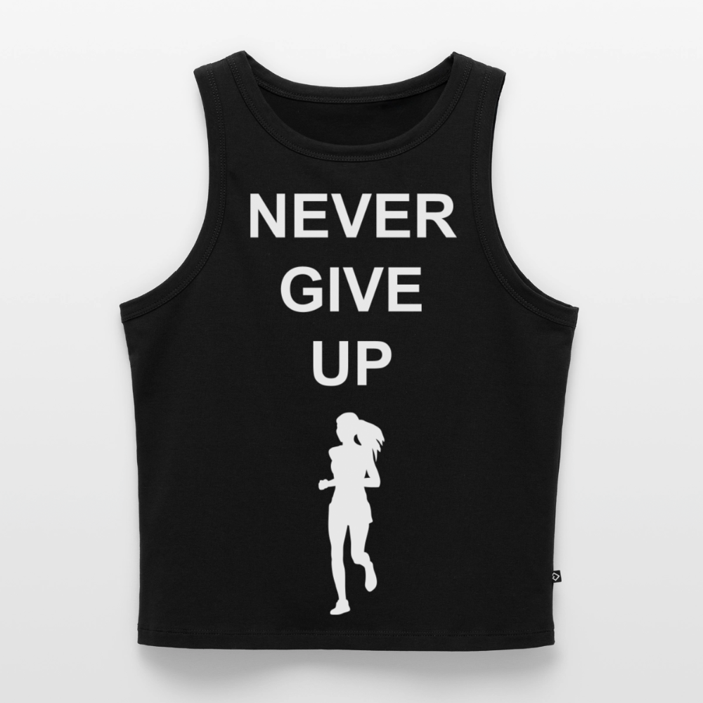NEVER GIVE UP Cropped Tank Top Woman - black