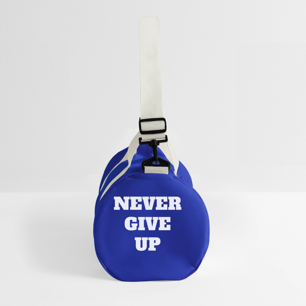 NEVER GIVE UP Duffel Bag - bright royal/off white