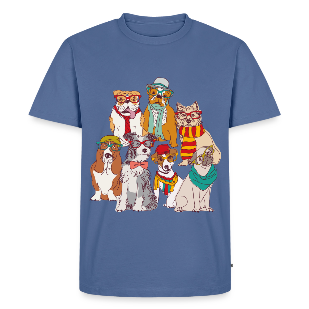 Hunde mit Brille Premium T-Shirt - stone blue