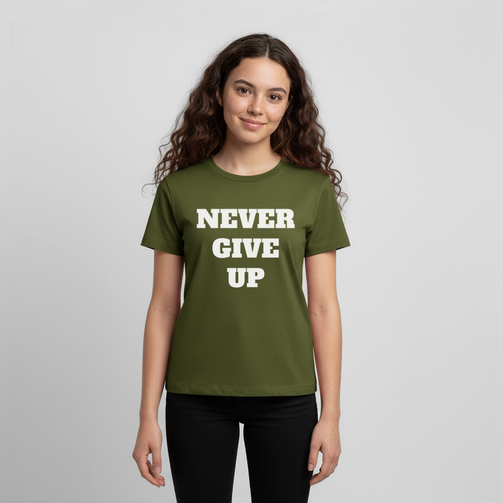 Never give up Premium Teenager T-Shirt - khaki